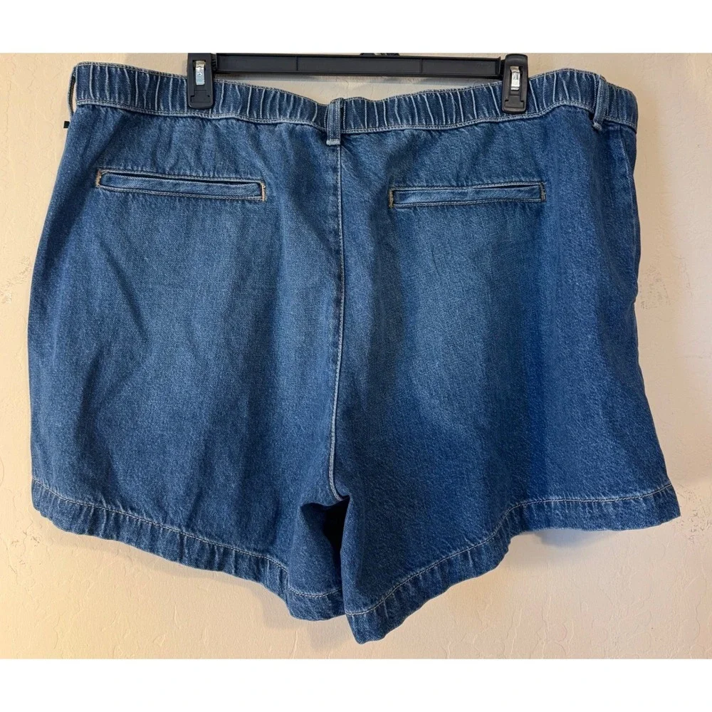 Terra & Sky Drapey Shorts Women 24W Lucy Wash Pleated Denim Casual NEW